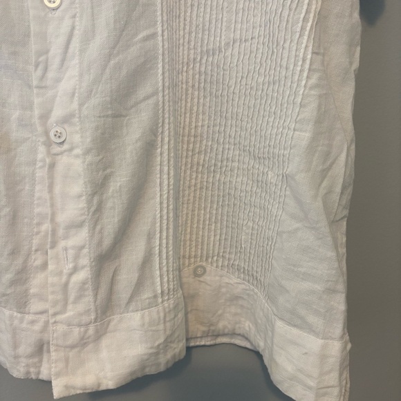 Mr. Buho White Linen Blend Short Sleeve Shirt XL Made in Mexico - Picture 5 of 9